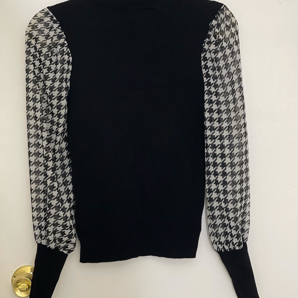 Designer History Houndstooth-Print Long Chiffon
